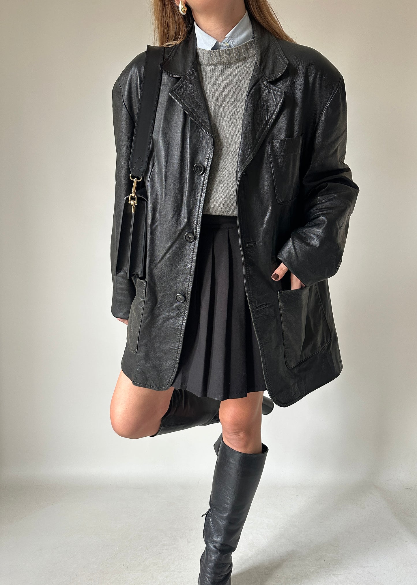 Minimal spring leather jacket