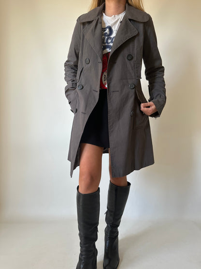 Grey slim cotton trench