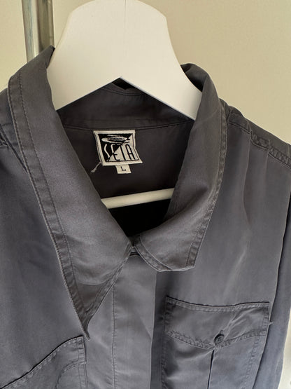 Grey oversize 100% silk shirt