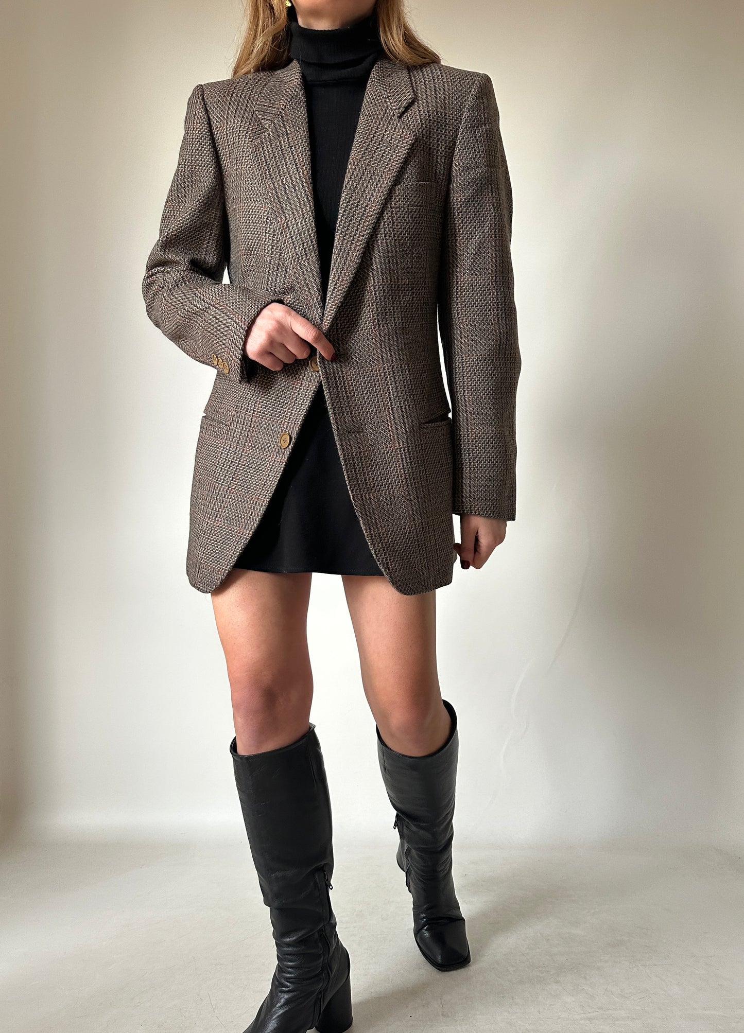 Pied de poule wool slim blazer