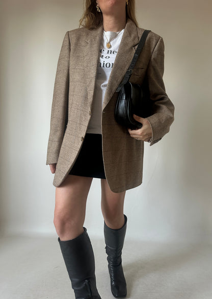 Virgin wool herringbone blazer