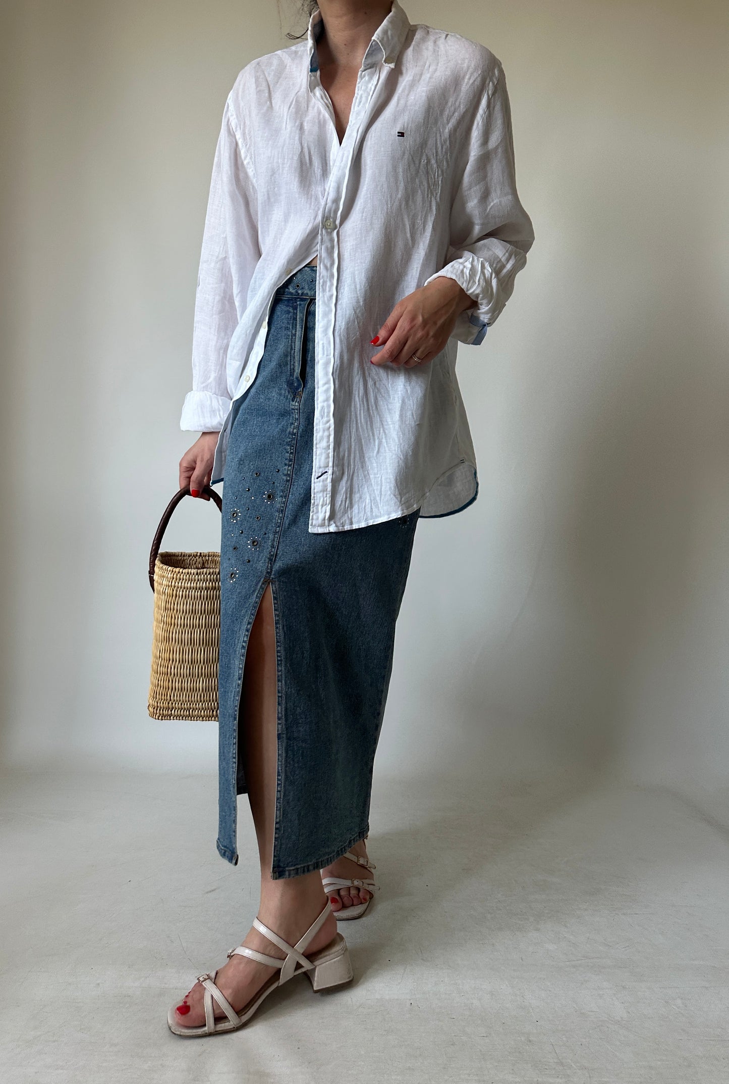 TOMMY HILFIGER linen white shirt