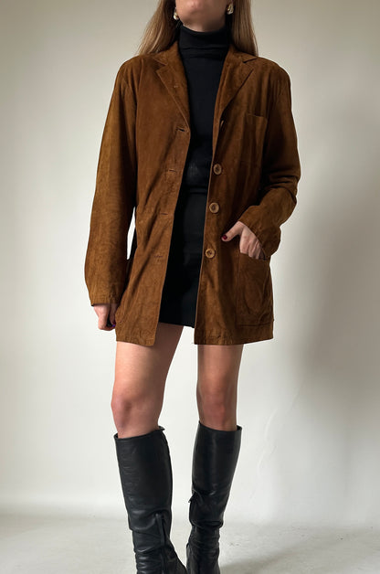 Suede petite jacket with belt