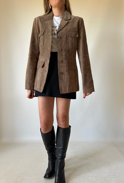Suede slim utility jacket