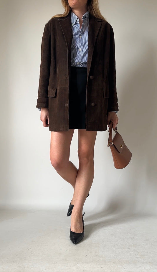 Luxury chocolate suede petite jacket