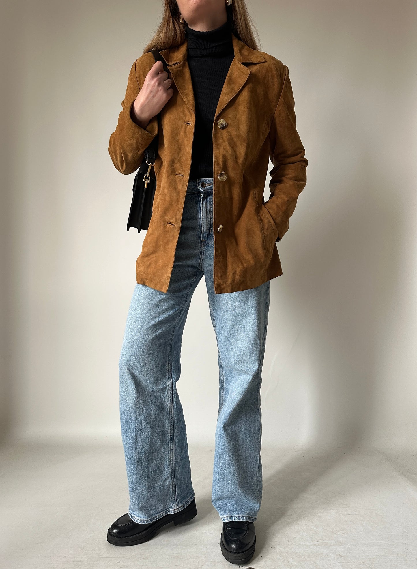 Suede brown petite jacket