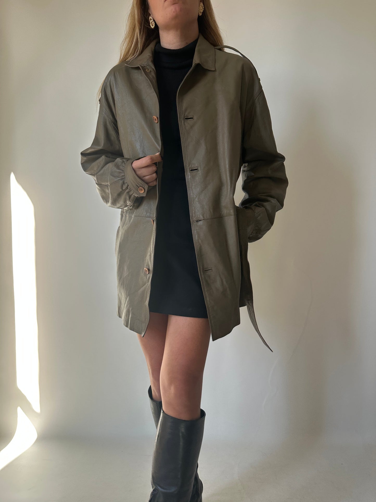 Utility leather jacket