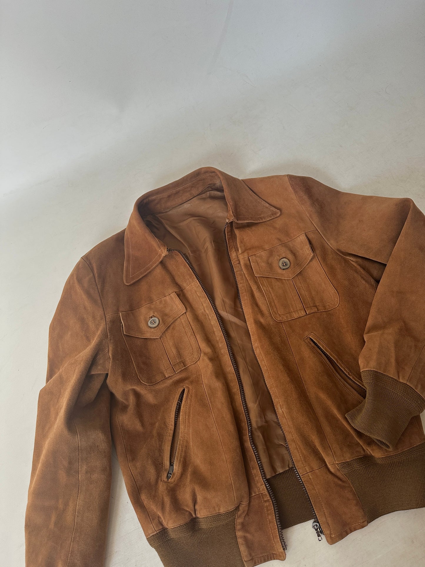 Chocolate petite suede bomber