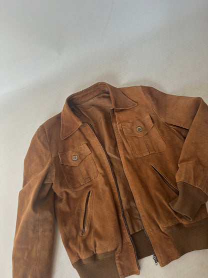 Chocolate petite suede bomber