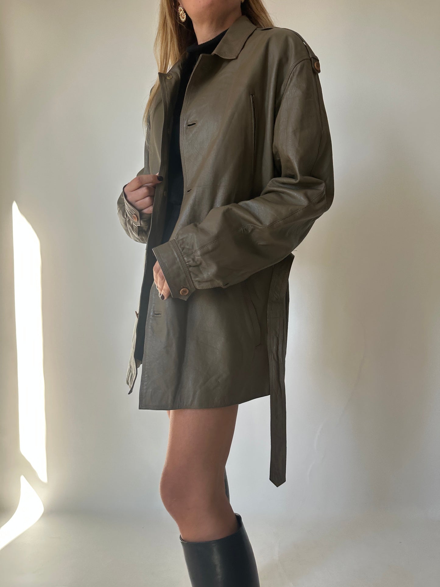 Utility leather jacket