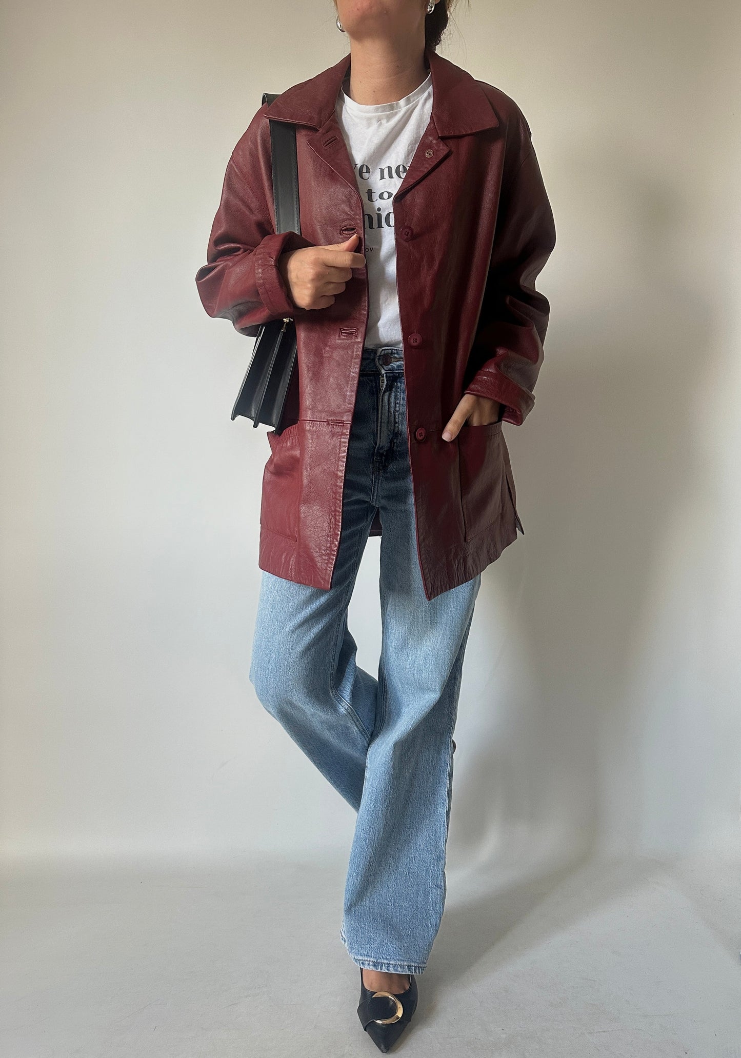 Burgundy leather jacket