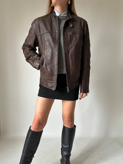 Beautiful chocolate leather biker