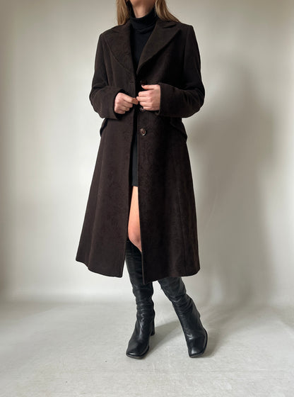Cappotto haute couture in lana cioccolato