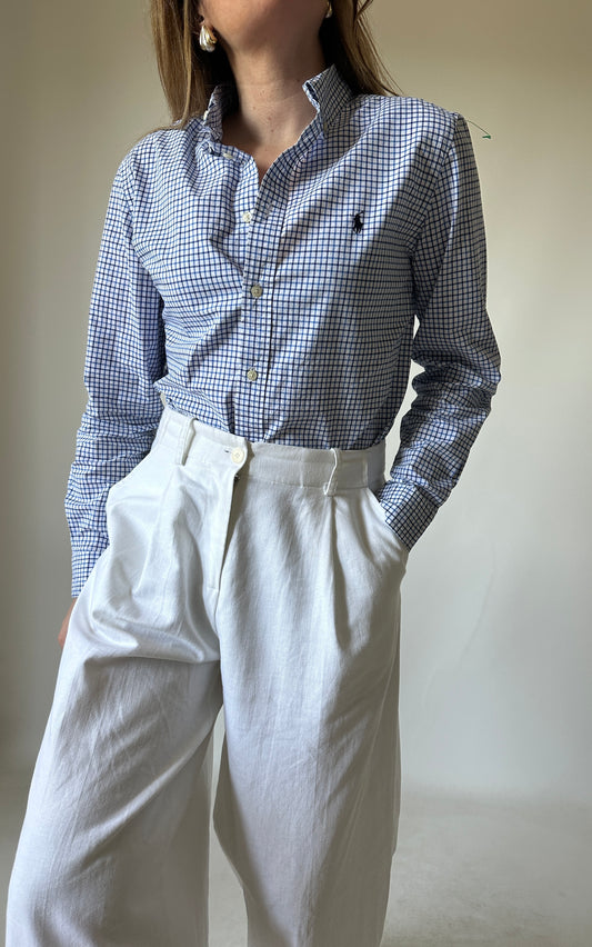 RALPH LAUREN vichy blue shirt - nuova