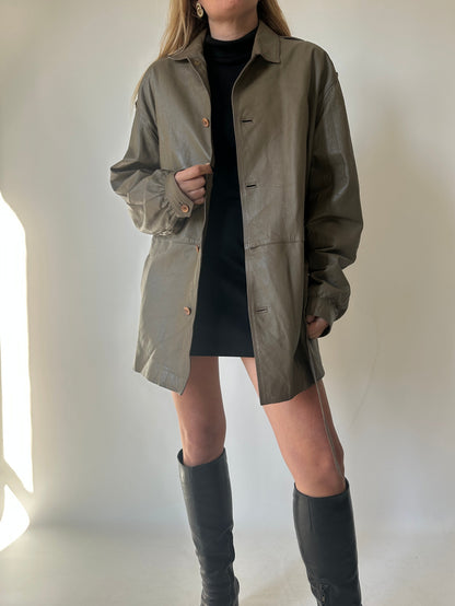 Utility leather jacket
