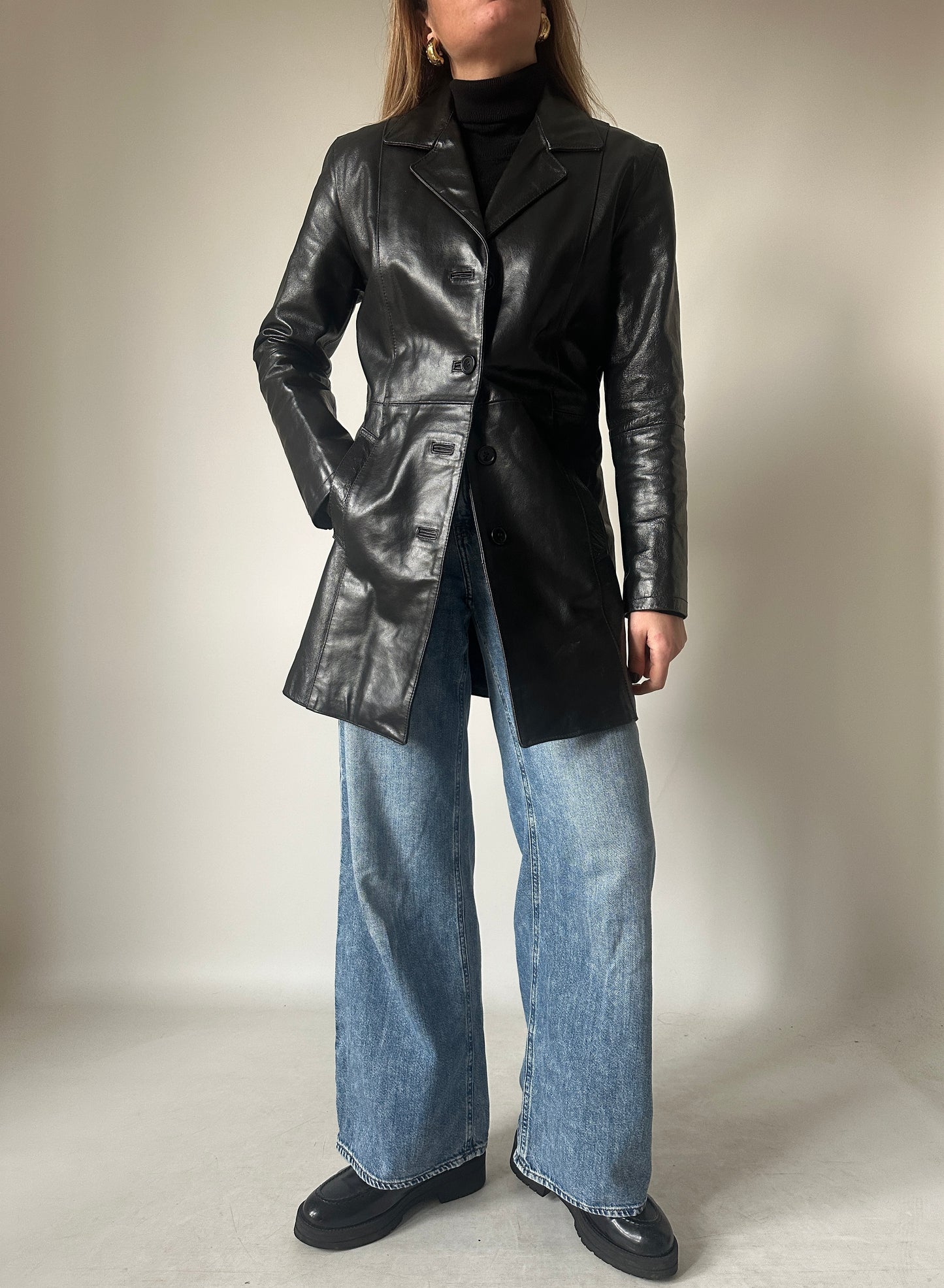 Beautiful leather slim jacket