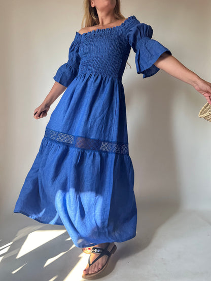 Abito Isabelle in lino - blu