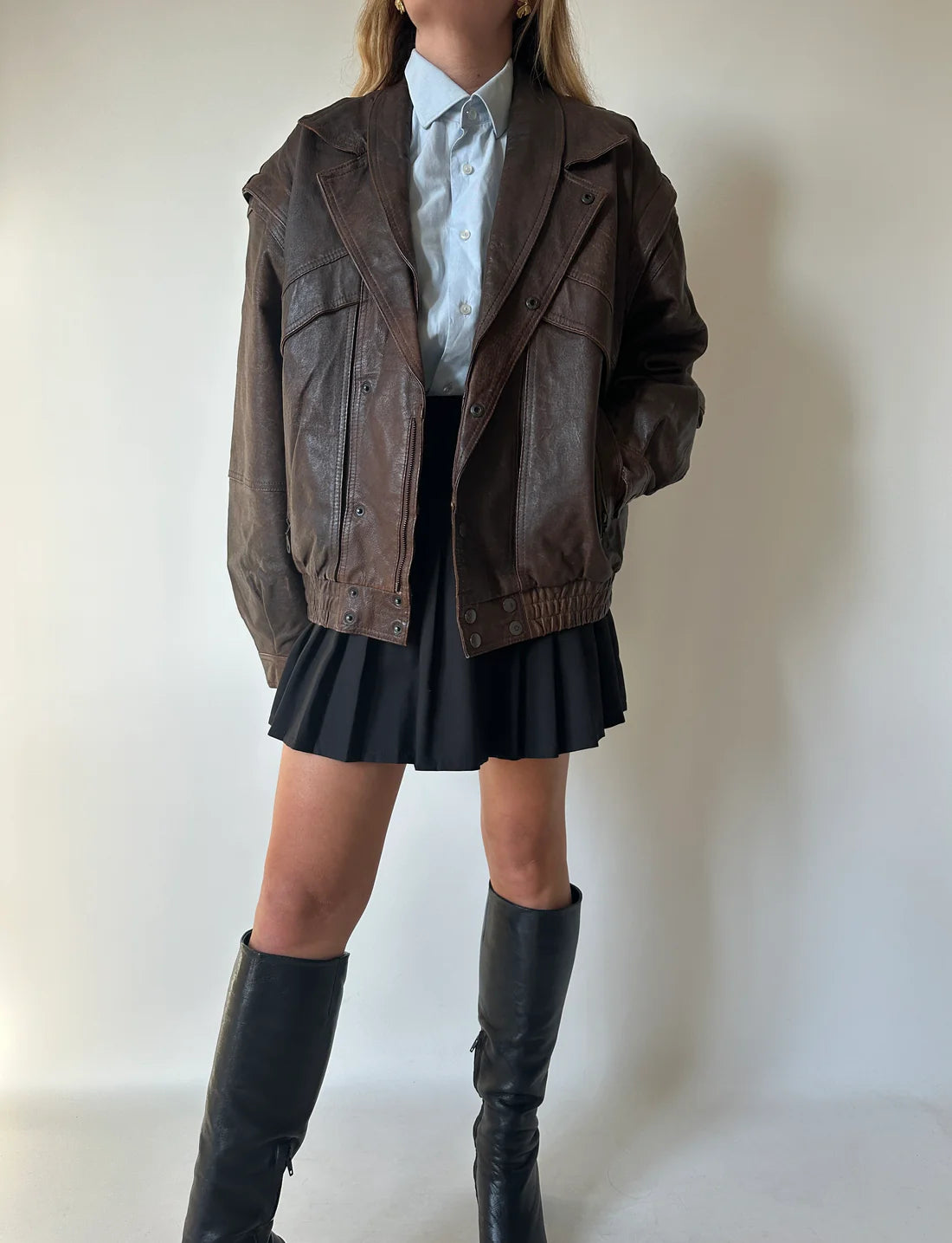 Unique chocolate distressed bomber