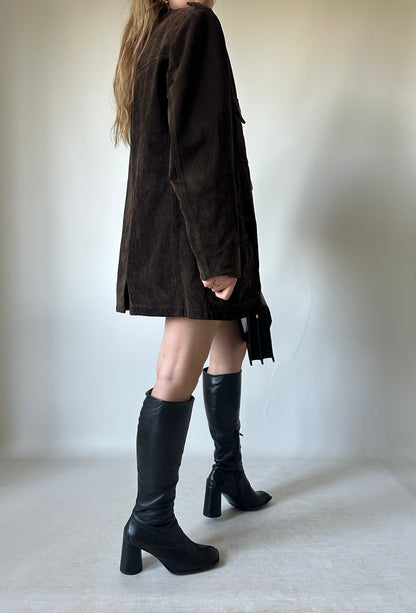 Giacca in suede cioccolato sfoderata