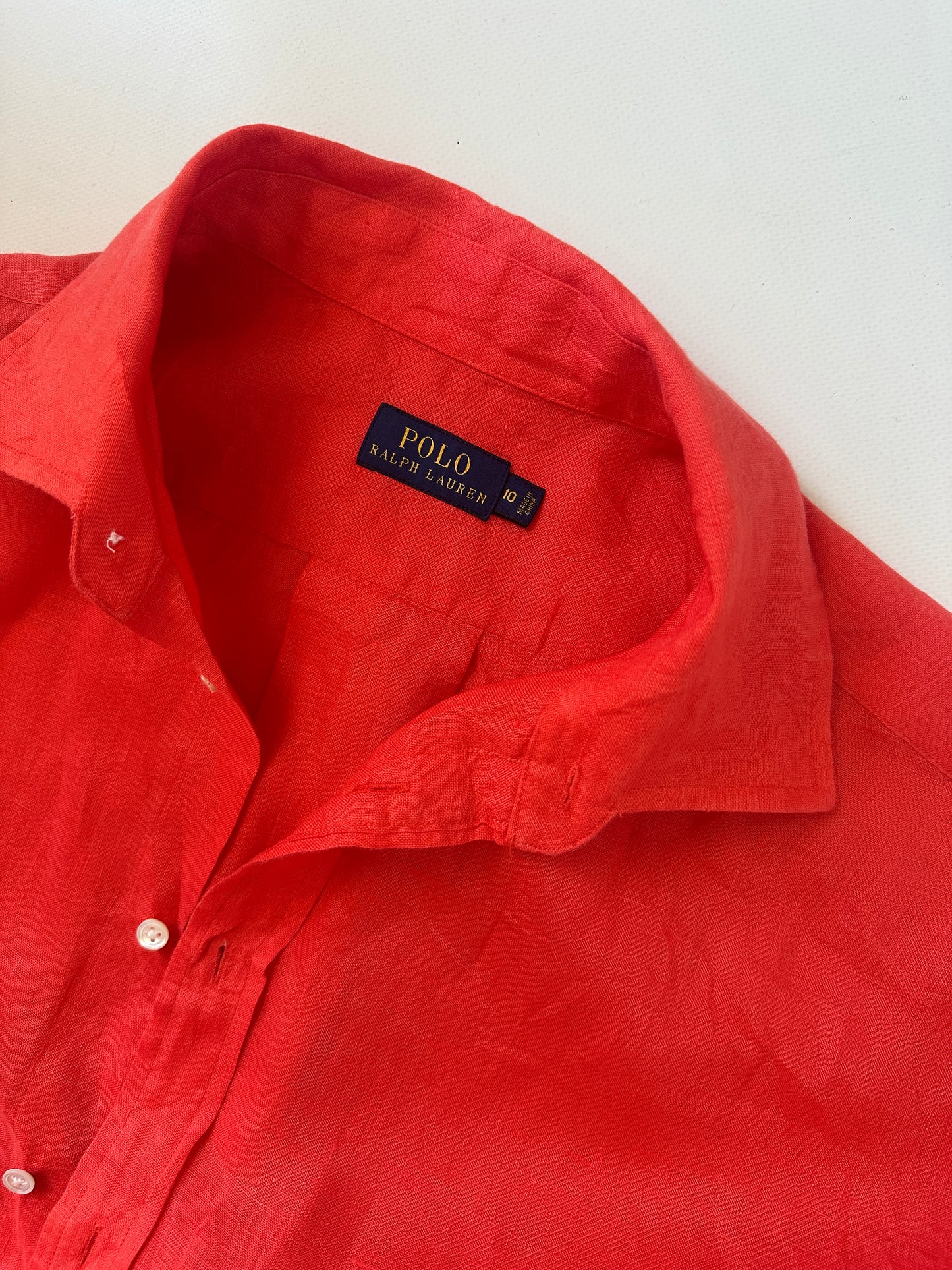 RALPH LAUREN coral linen shirt