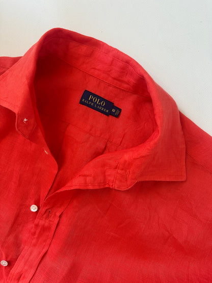 RALPH LAUREN coral linen shirt