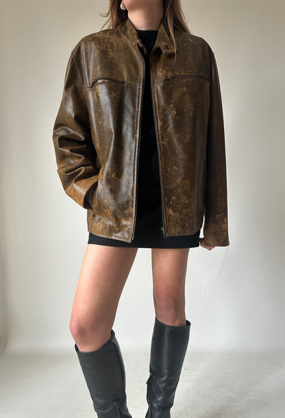 Dreamy distressed rusted leather biker