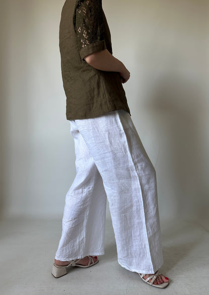 Blazer in lino con maniche ricamate
