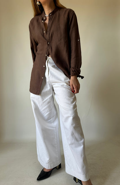 Chocolate 100% linen shirt