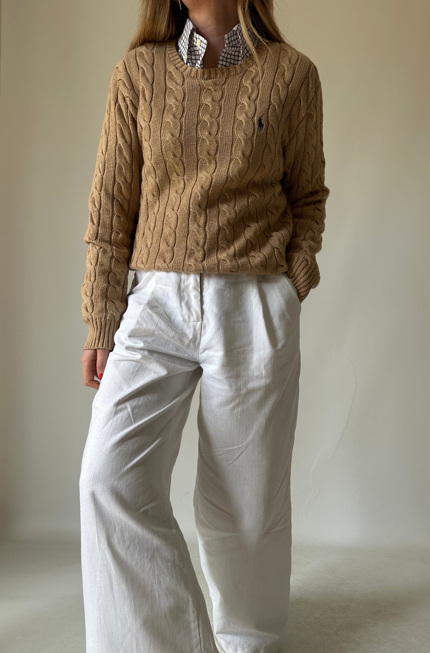RALPH LAUREN camel cable-knit sweater