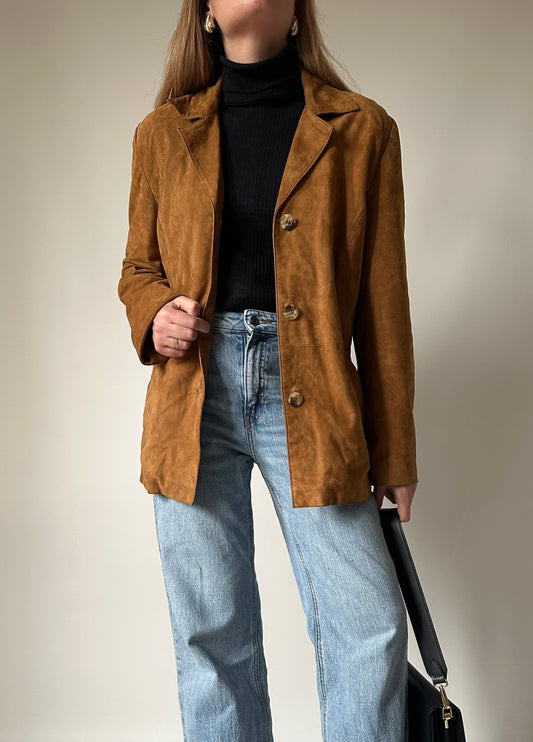 Suede brown petite jacket