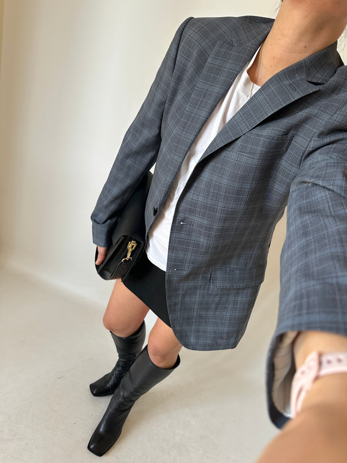 Prince of Wales blue petite blazer