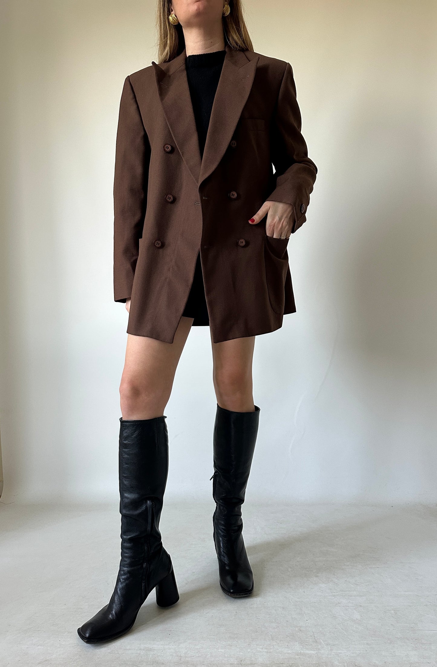 Chocolate light wool blazer