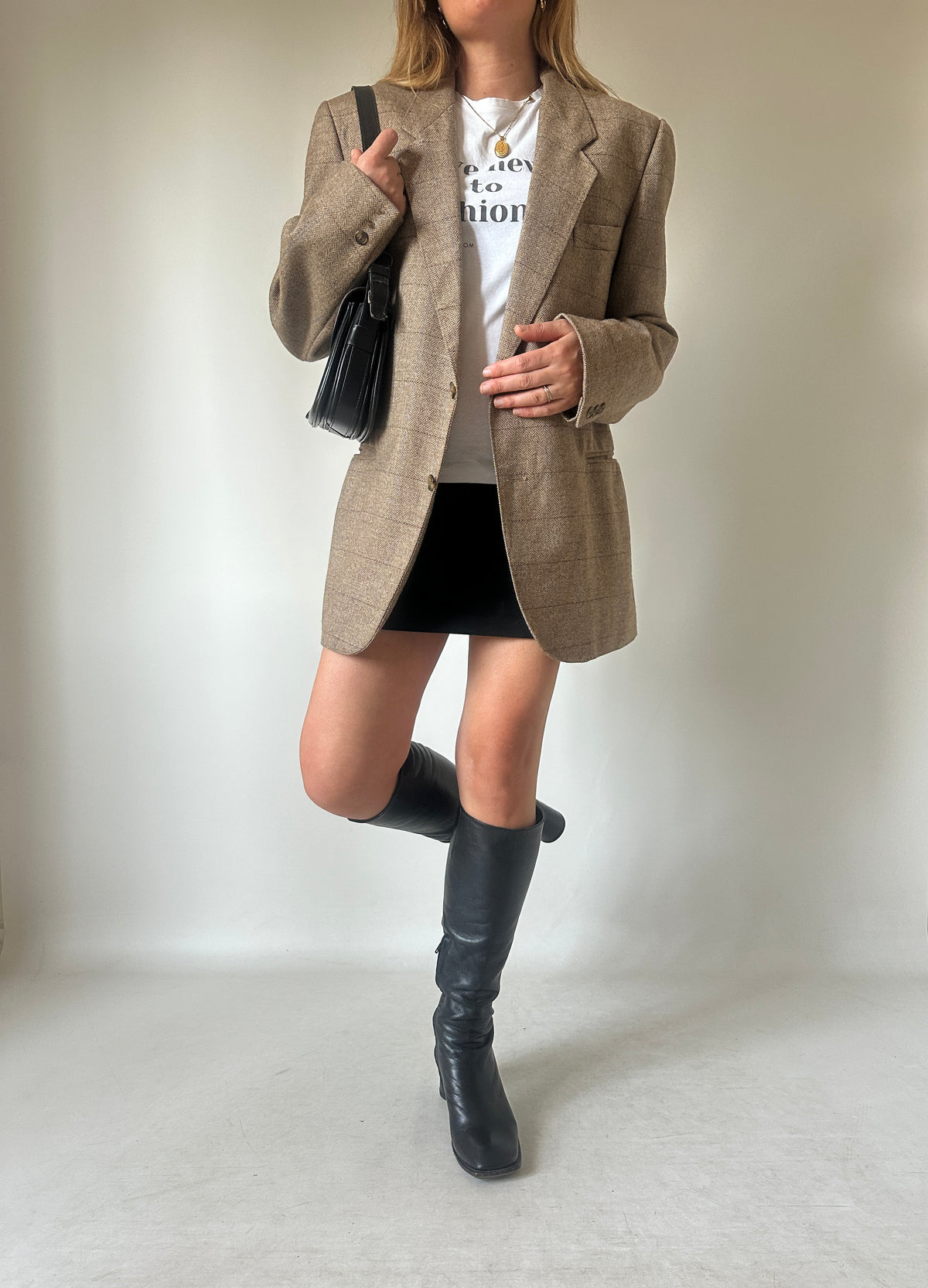 Virgin wool herringbone blazer