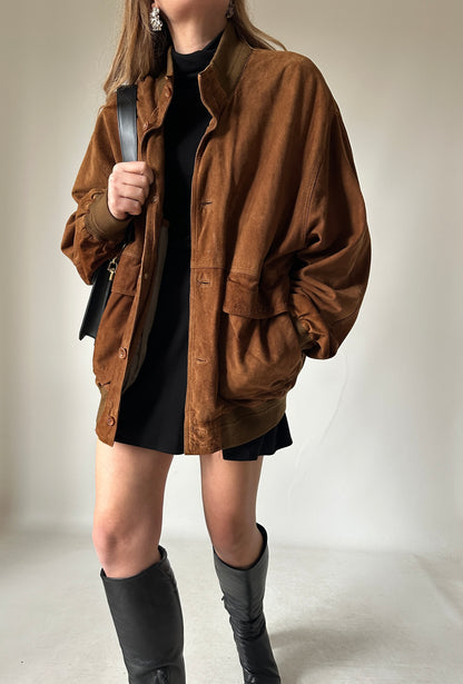 Brown suede bomber