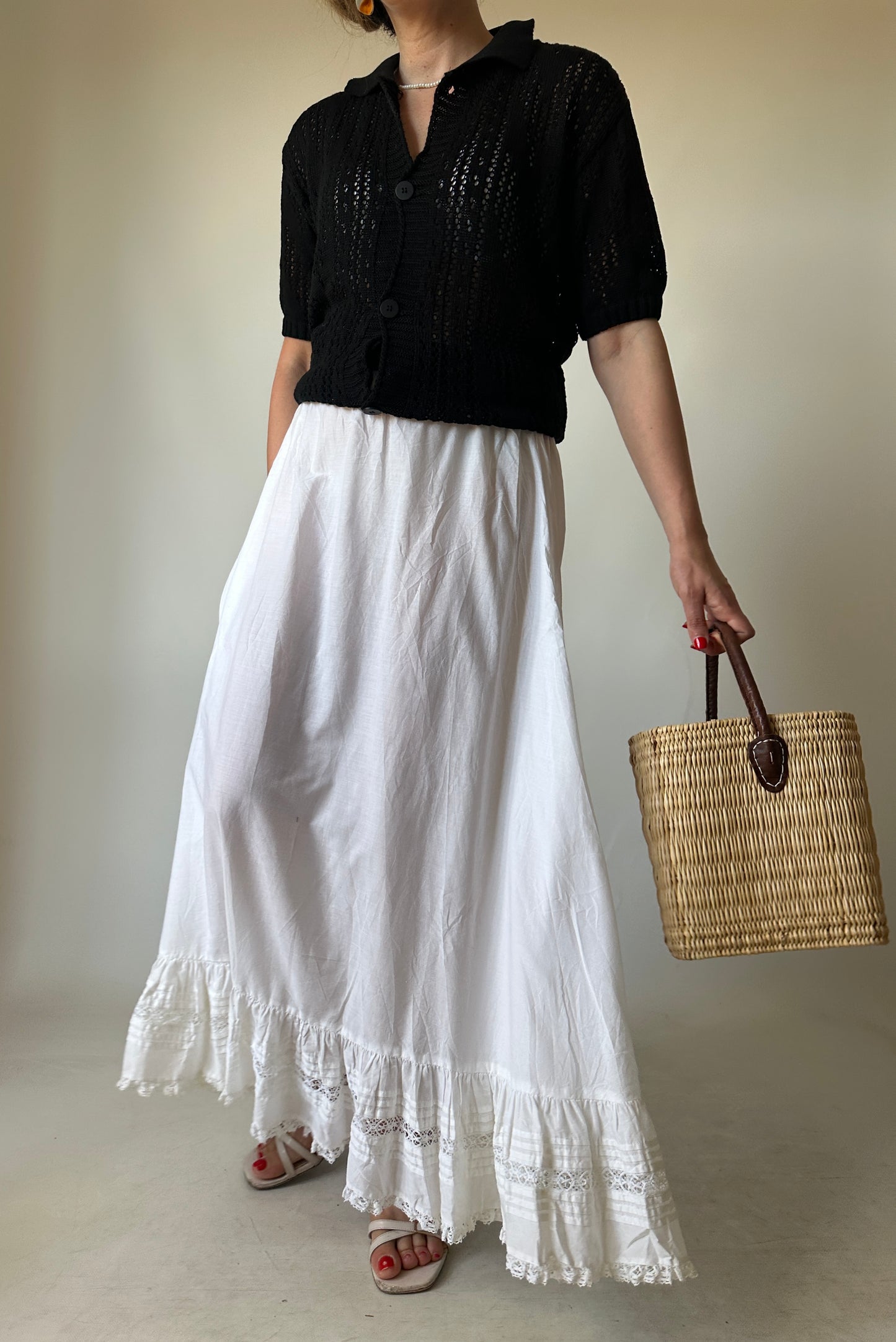 LAURA ASHLEY white cotton skirt