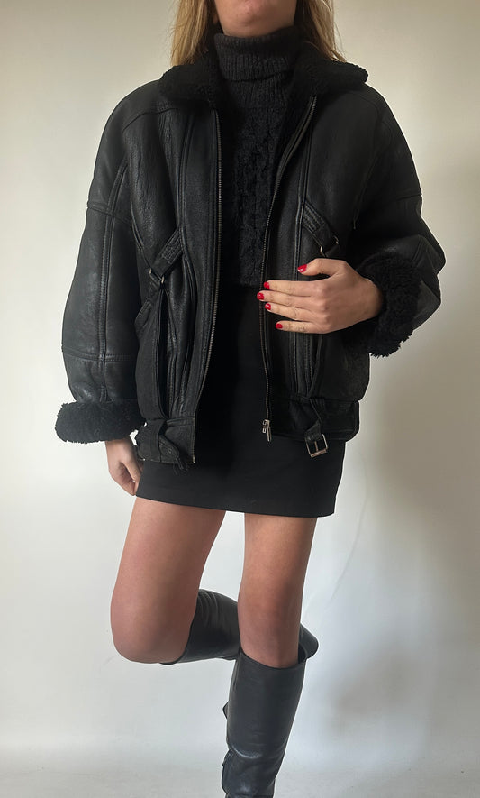 Perfect black petite Shearling