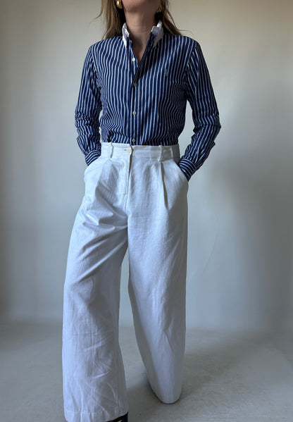 RALPH LAUREN blue striped petite shirt