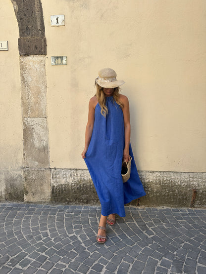 Abito Santorini in puro lino - blu