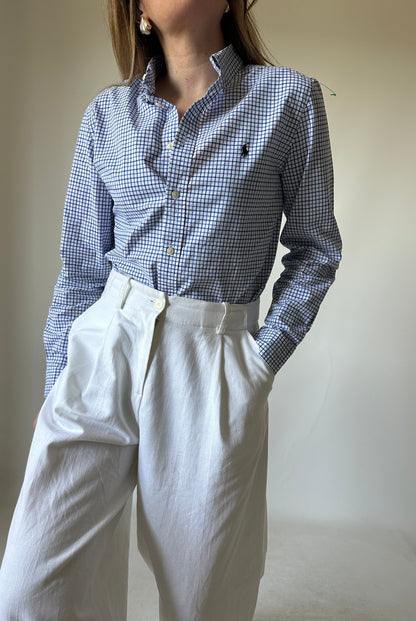 RALPH LAUREN vichy blue shirt - nuova