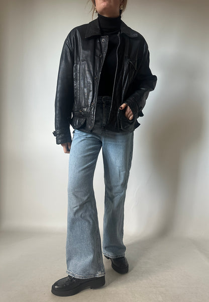 Bomber in pelle nero