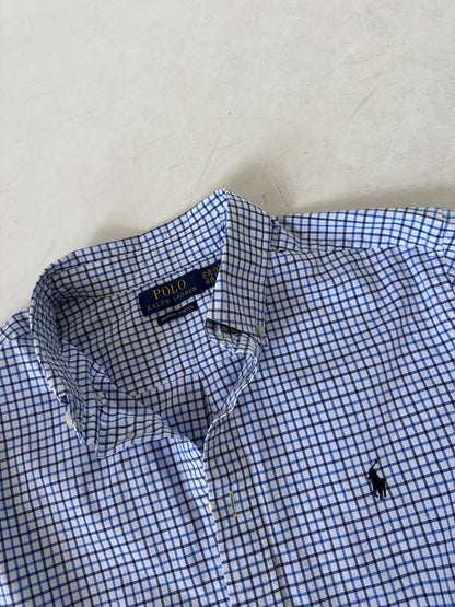 RALPH LAUREN vichy blue shirt - nuova