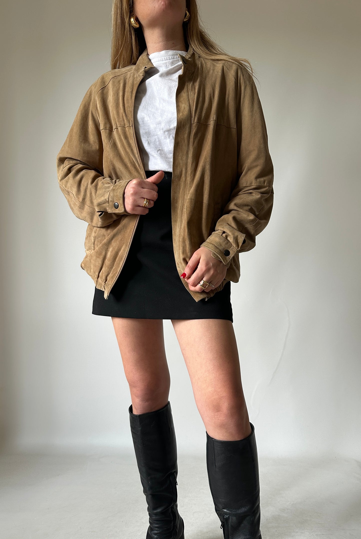 Spring suede bomber