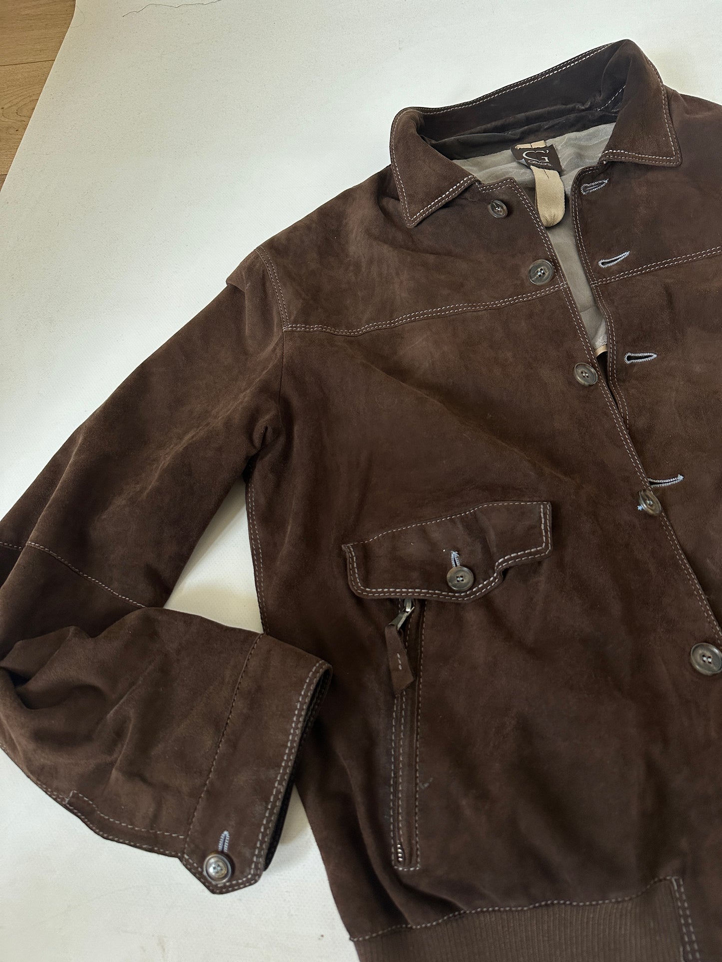 Chocolate petite suede bomber