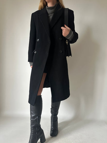 Perfect double-breast wool black coat