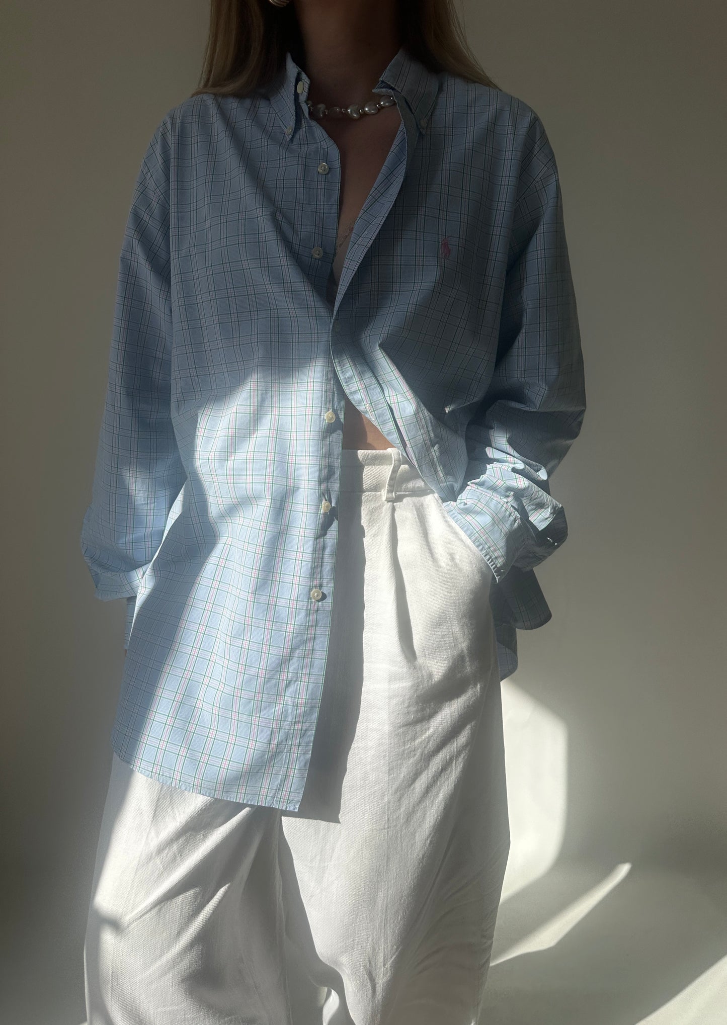 RALPH LAUREN pink and blue shirt