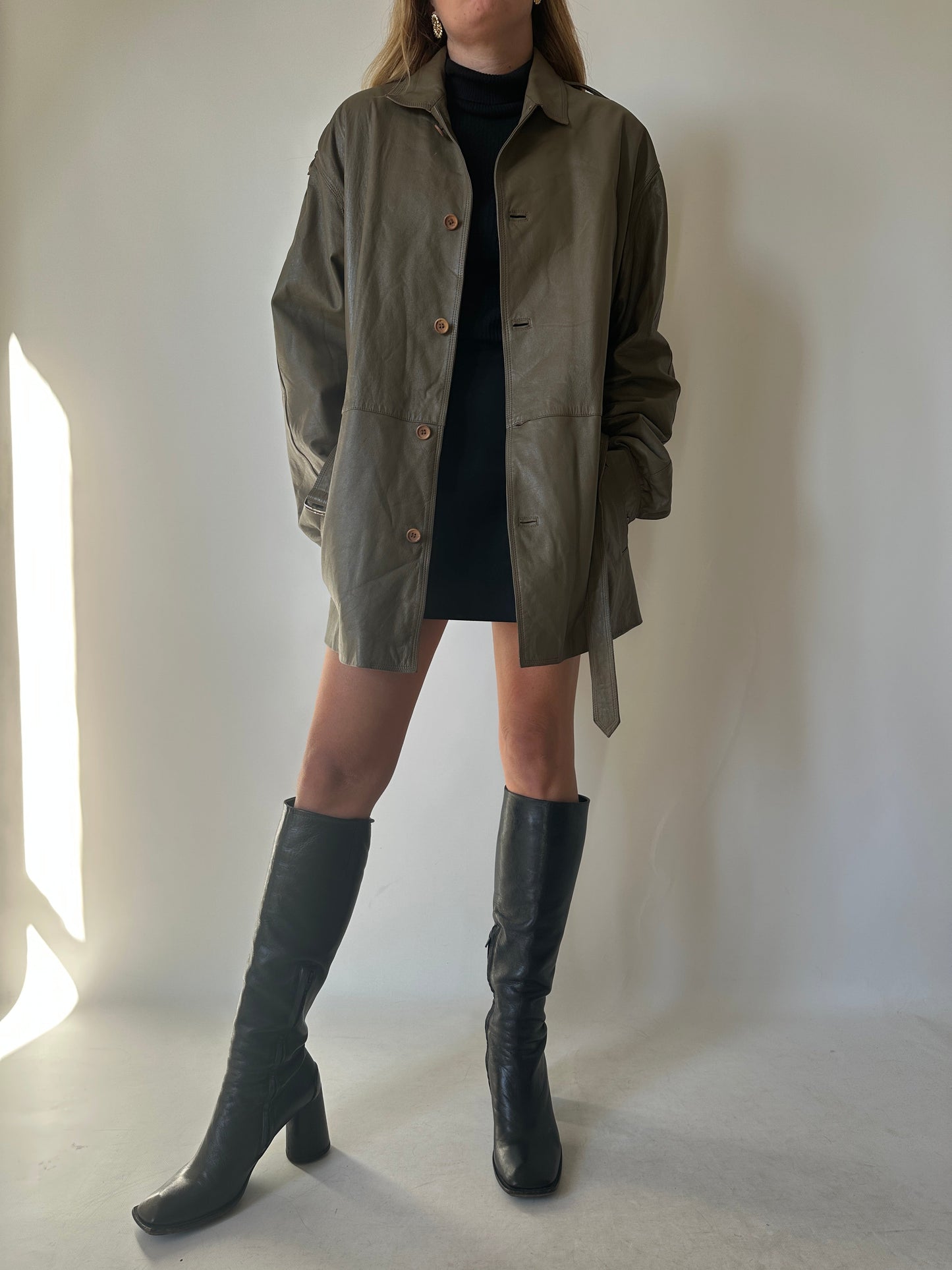 Utility leather jacket