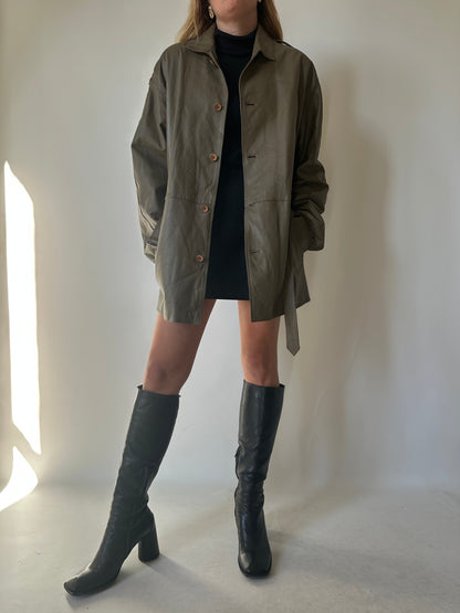 Utility leather jacket