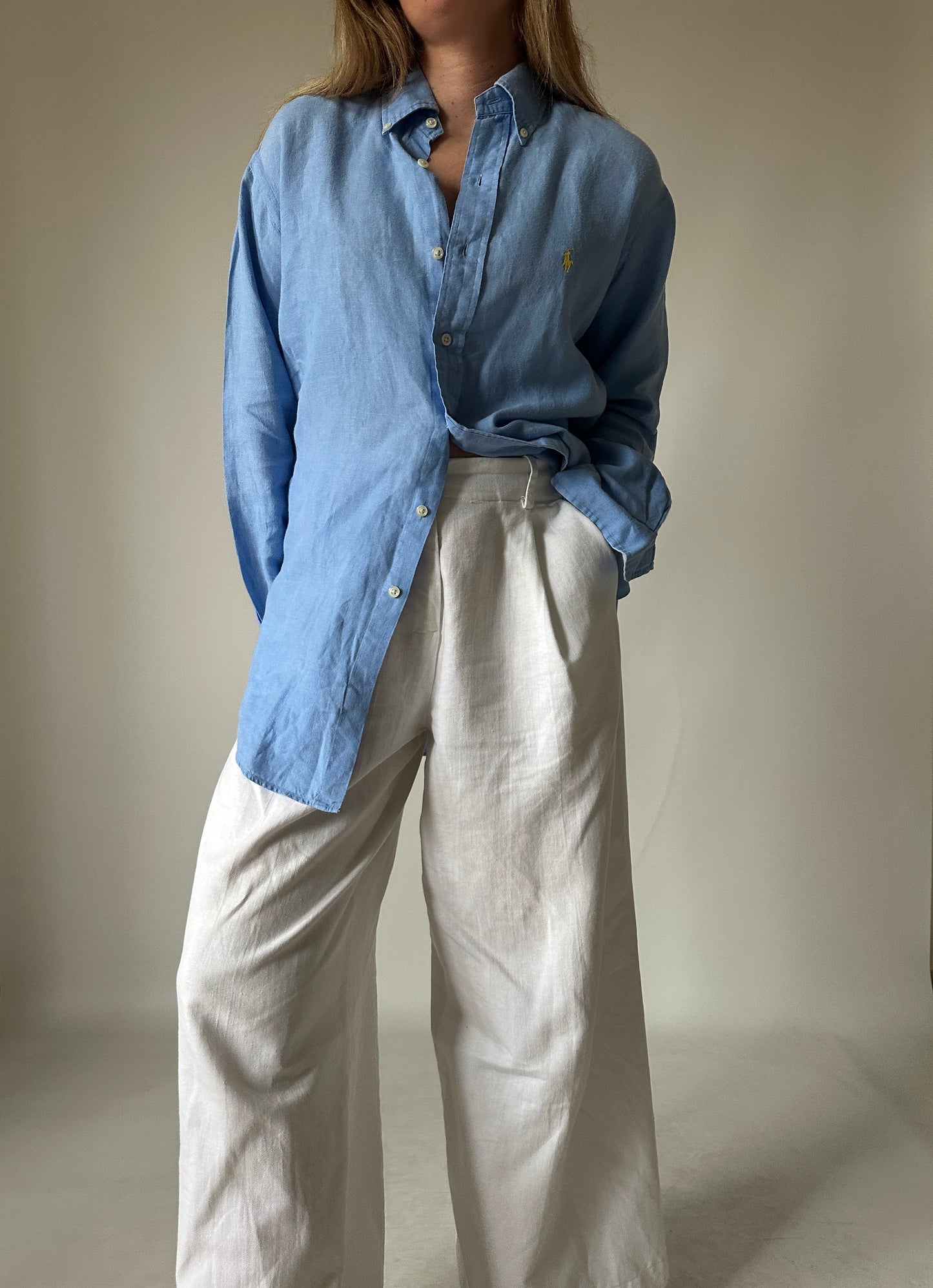 RALPH LAUREN blue linen shirt