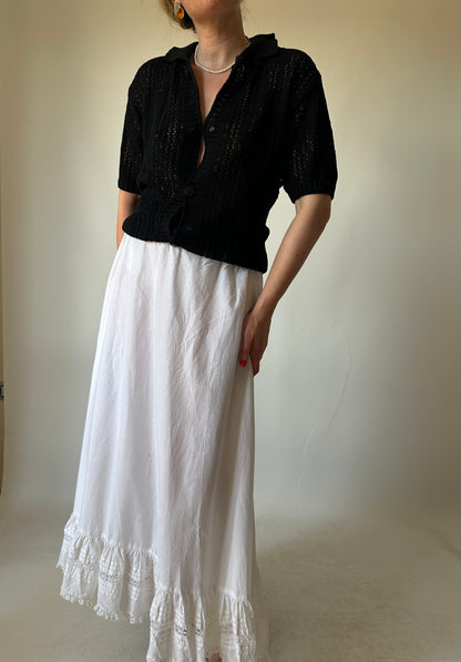 Cardigan traforato in cotone nero