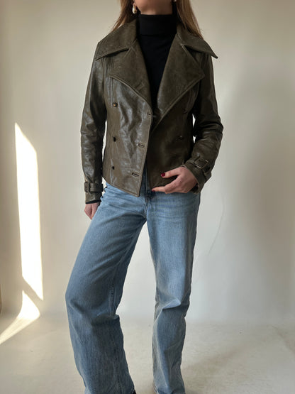 Giacca in pelle verdone